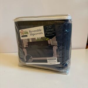 Easy Going Loveseat Reversible Black/Tan Slipcovers With Anti Slip Foams